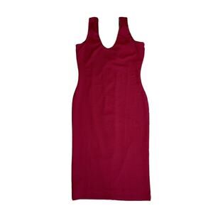DRESS THE POPULATION Burgundy V-Neck Tank Midi Fitted Dress Women’s Size XL